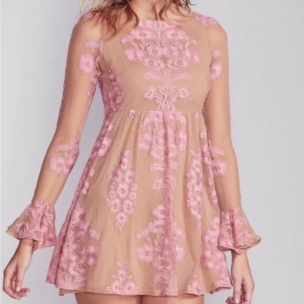 For Love and Lemons Temecula Lace Pink mini dress